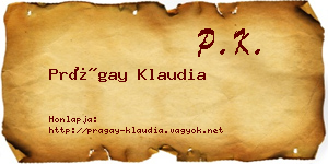 Prágay Klaudia névjegykártya